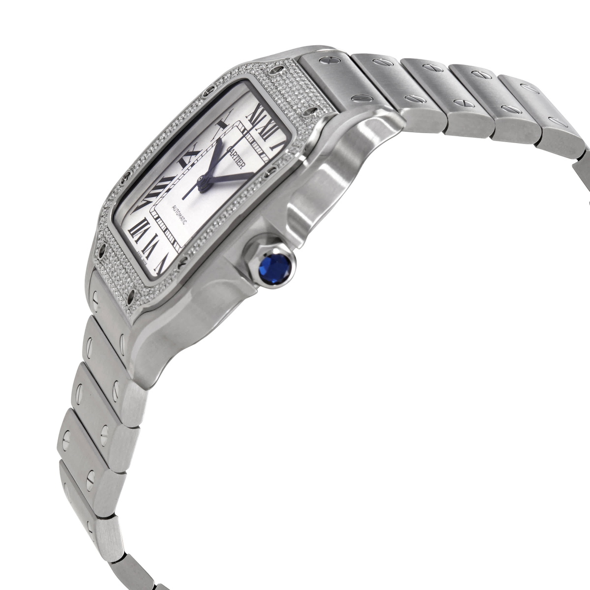 Cartier Santos De Cartier Medium Model Automatic Diamond Watch W4SA0005