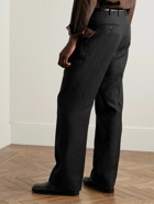 Saman Amel - Straight-Leg Pleated Linen Trousers - Black