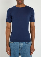 John Smedley Belden Fine-knit Cotton T-shirt Dark Blue