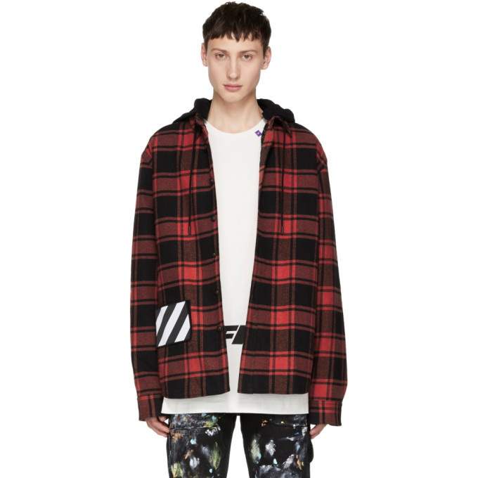 Photo: Off-White Red Check Padded Hoodie Shirt