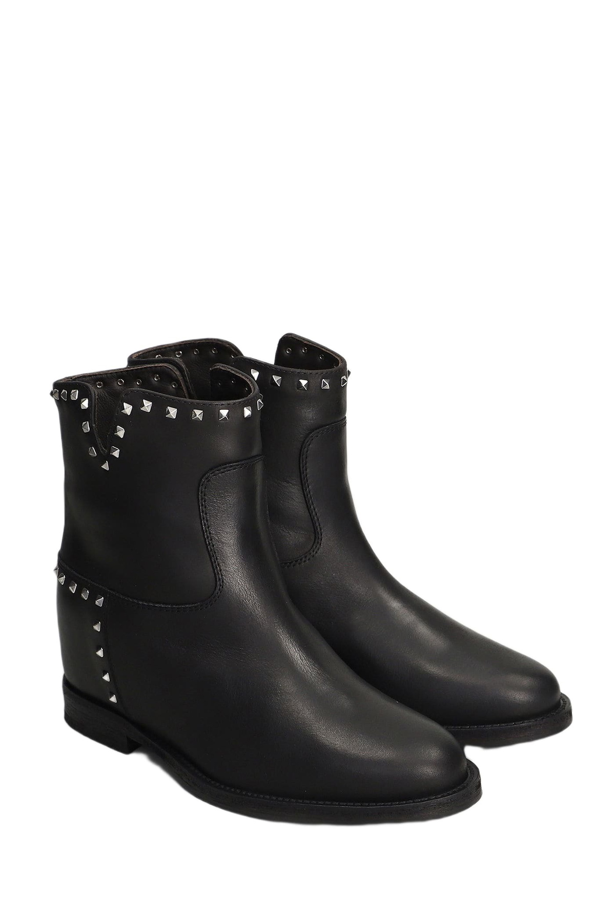 Via Roma 15 Ankle Boots Inside Wedge In Black Leather