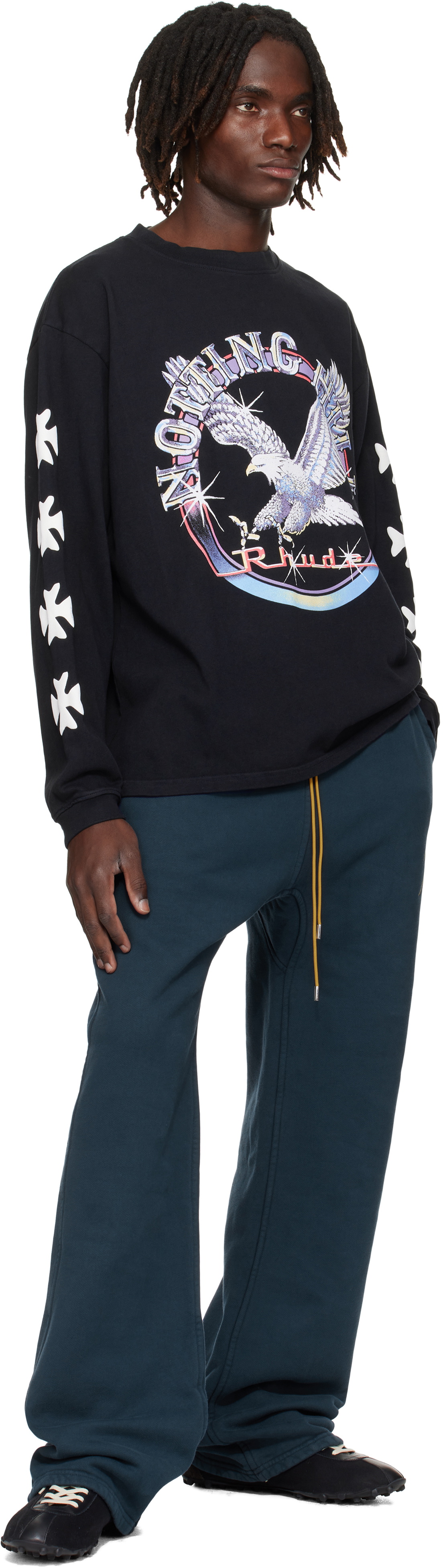 Rhude Black 'Notting Hill' Eagle LS T-shirt