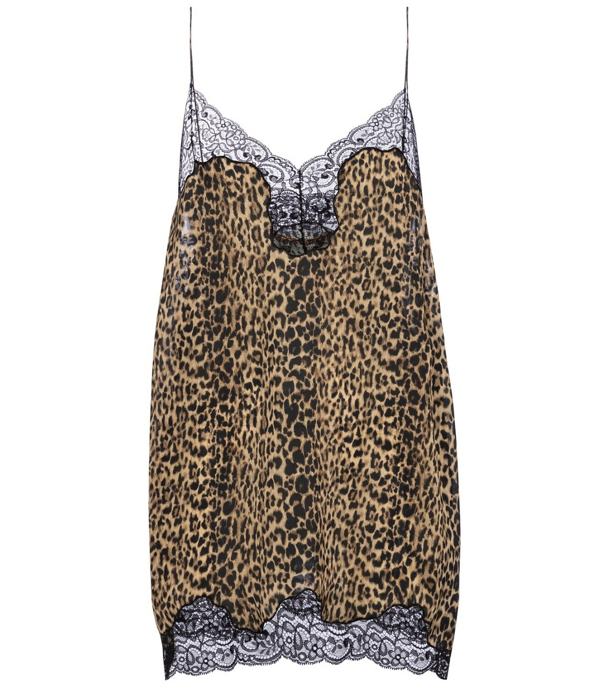 Saint Laurent Leopard-print lace and silk minidress Saint Laurent