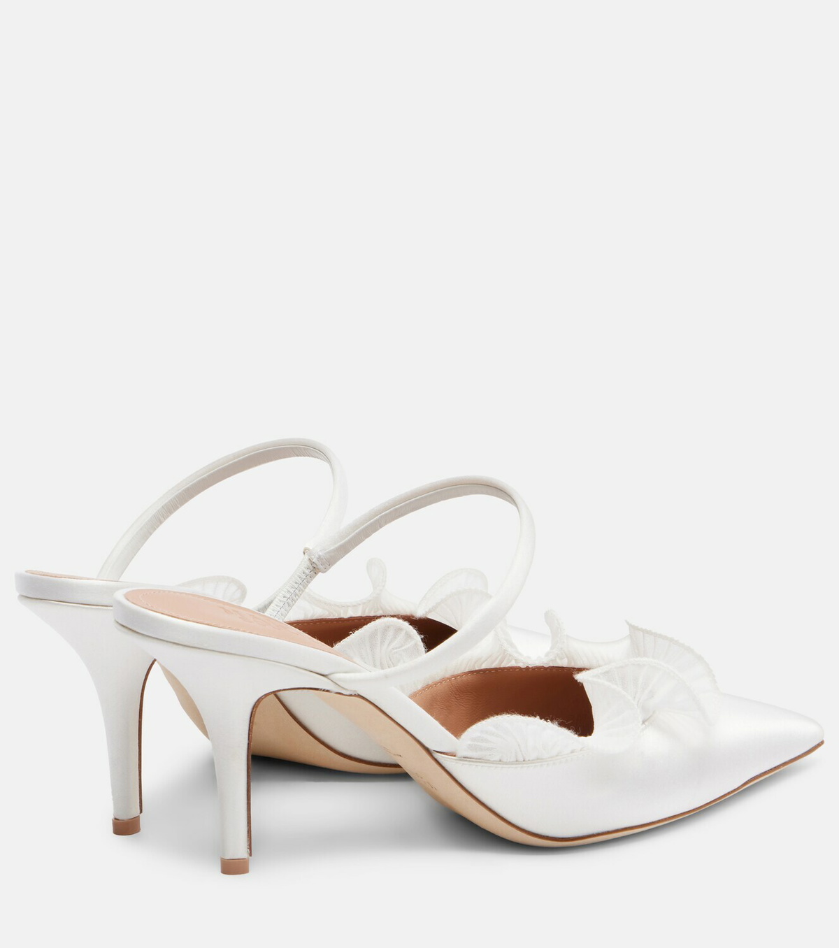 Malone Souliers Cecile 70 ruffled satin mules