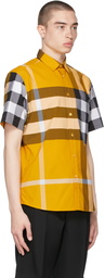 Burberry Yellow Check Stretch Poplin Short Sleeve Shirt