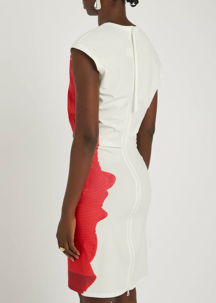Issey Miyake Printed Cotton-blend Poplin Midi Dress Red