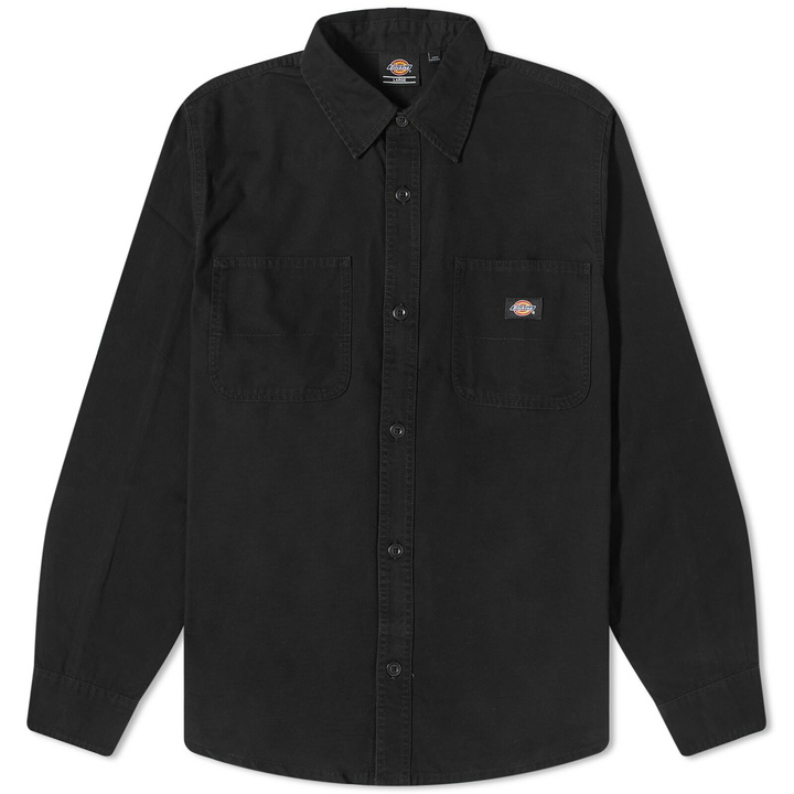 Photo: Dickies Men's Duck Canvas Overshirt in Stone Washed Black