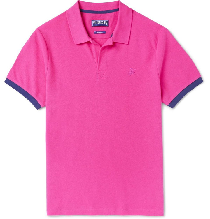 Photo: Vilebrequin - Palatin Contrast-Tipped Cotton-Piqué Polo Shirt - Men - Pink