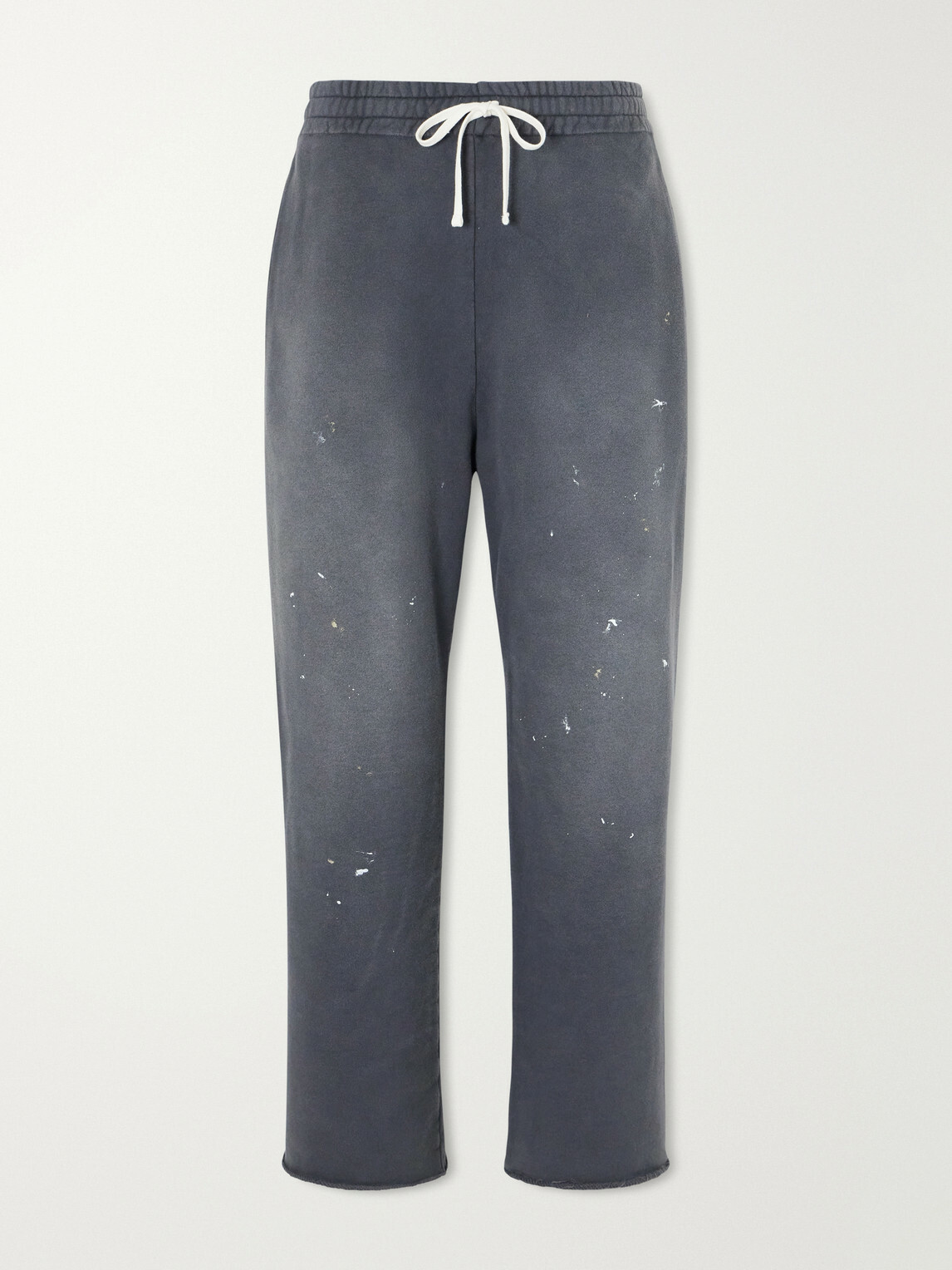 John Elliott - Straight-Leg Paint-Splattered Cotton-Jersey Drawstring Sweatpants - Gray