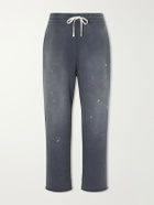 John Elliott - Straight-Leg Paint-Splattered Cotton-Jersey Drawstring Sweatpants - Gray