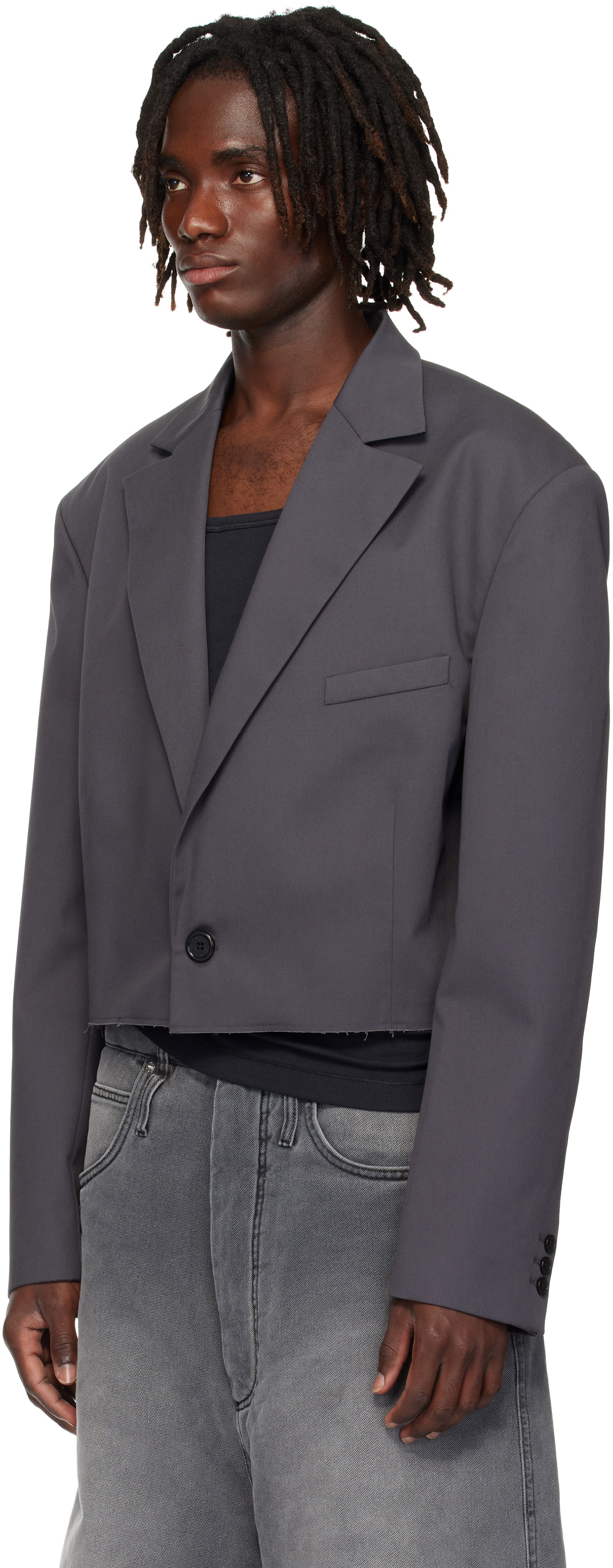 LU'U DAN Gray Slashed Blazer
