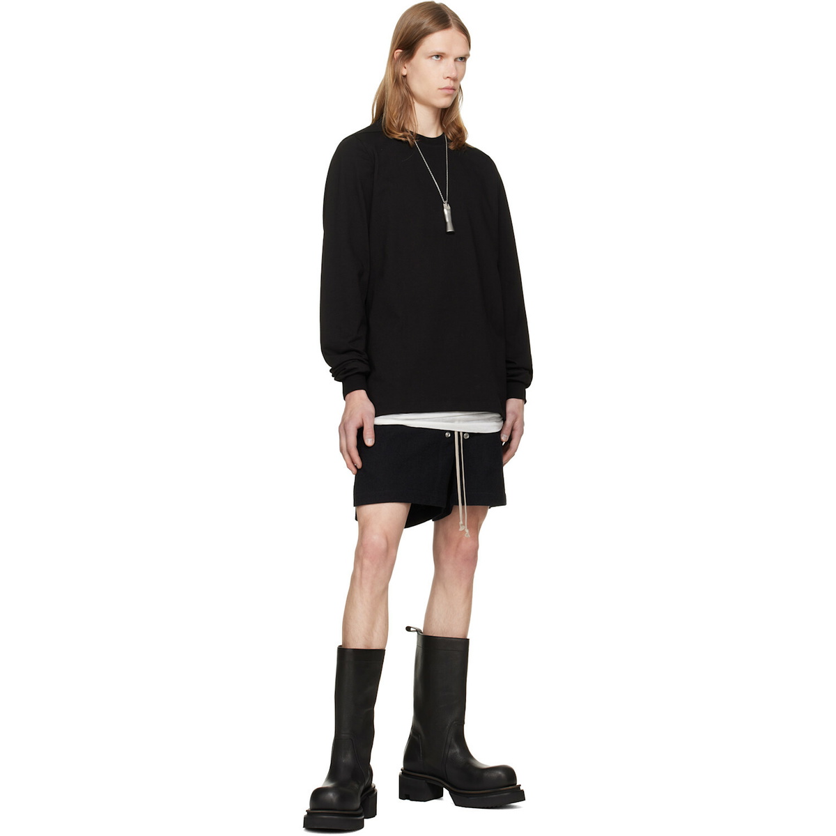 Rick Owens Black Tower Short Crewneck LS Sweatshirt