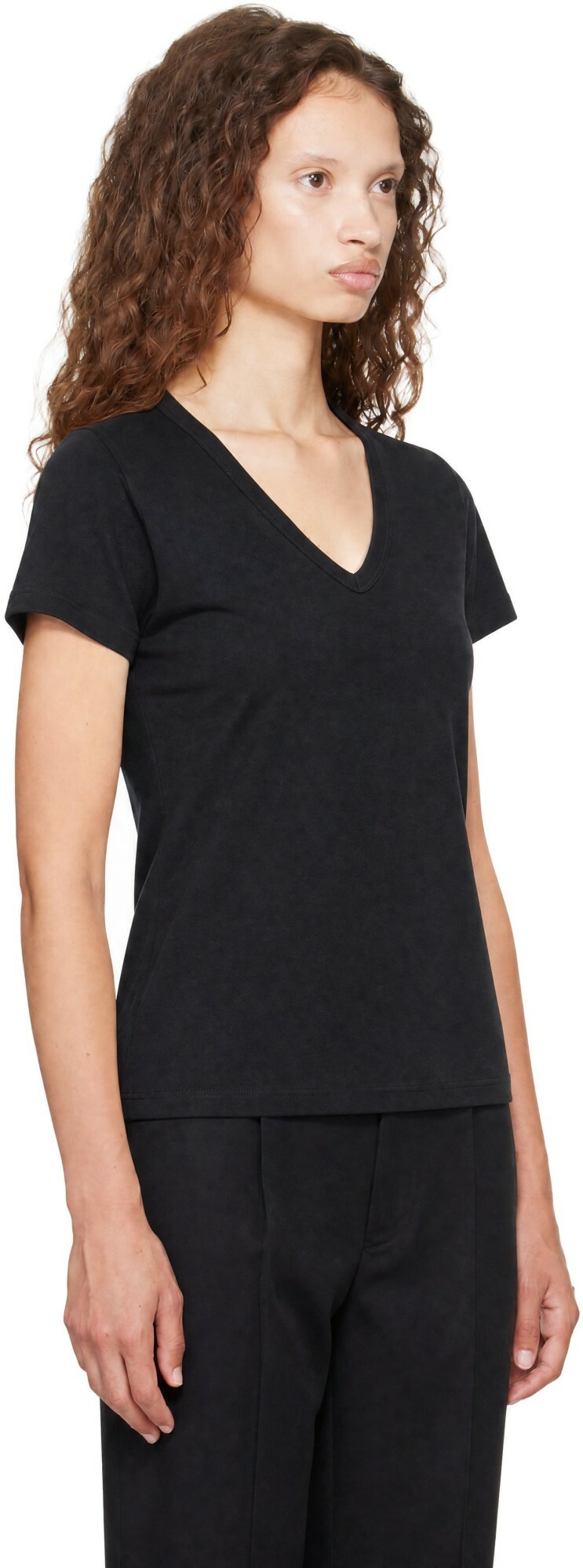 LESET Black Margo V Neck T-shirt