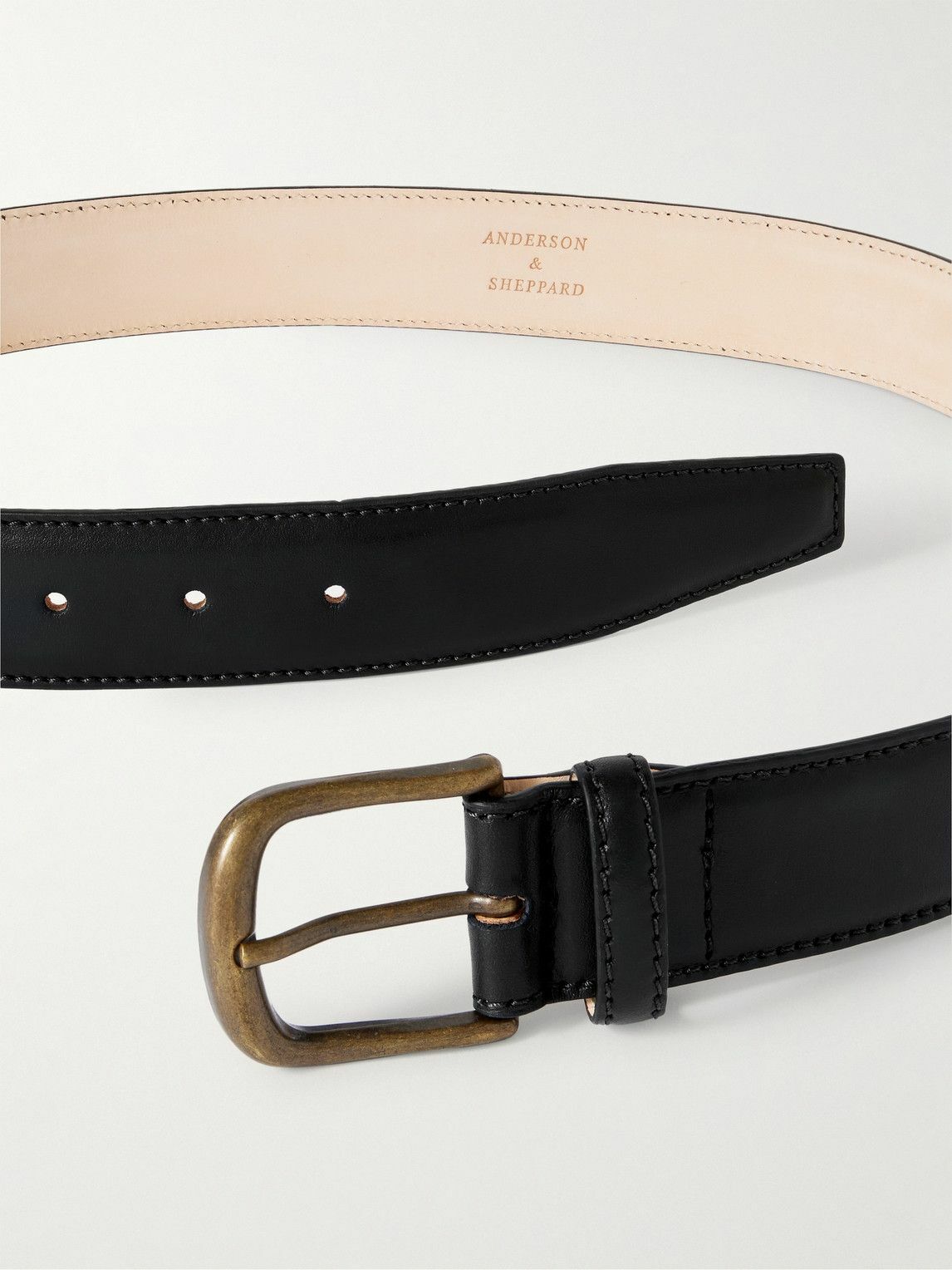 Anderson & Sheppard - 3.5cm Leather Belt - Black