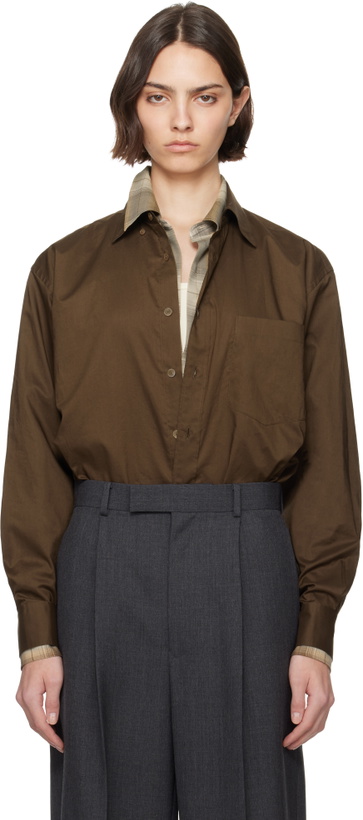 Photo: AURALEE Brown Washed Finx Typewriter Button Down Shirt