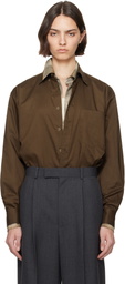 AURALEE Brown Washed Finx Typewriter Button Down Shirt