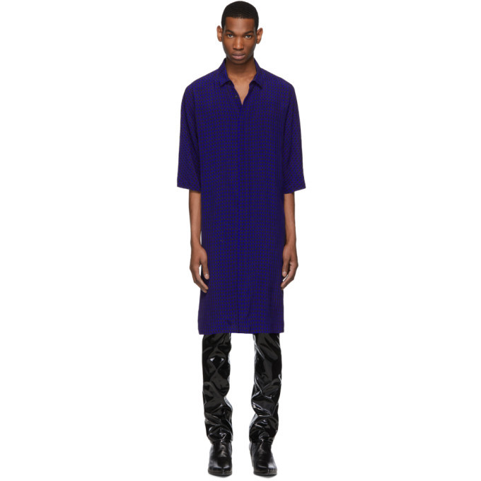 Haider Ackermann Blue and Black Kimono Long Shirt Haider Ackermann