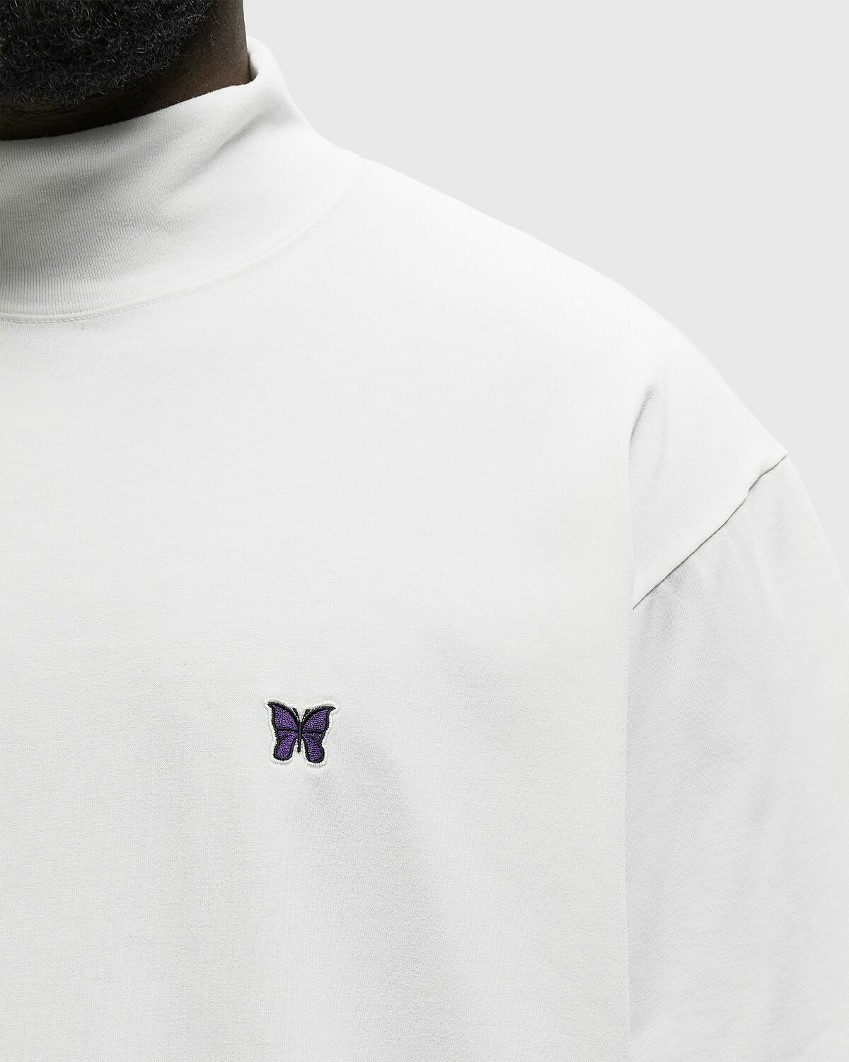 Needles S/S Mock Neck Tee - Poly Jersey White Mens Shortsleefe