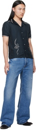 Acne Studios Navy Embroidered Button-Up Shirt