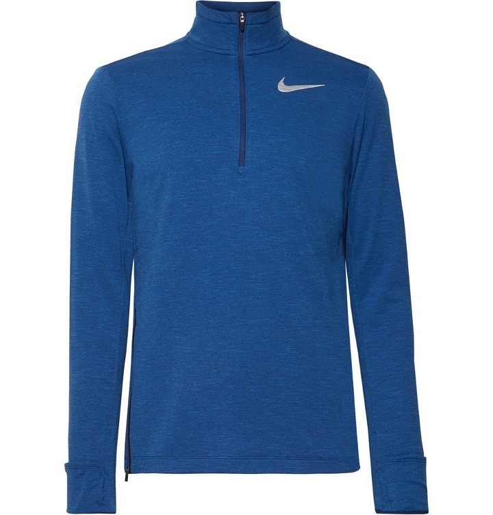 Photo: Nike Running - Element Mélange Dri-FIT Therma Sphere Half-Zip Top - Men - Blue