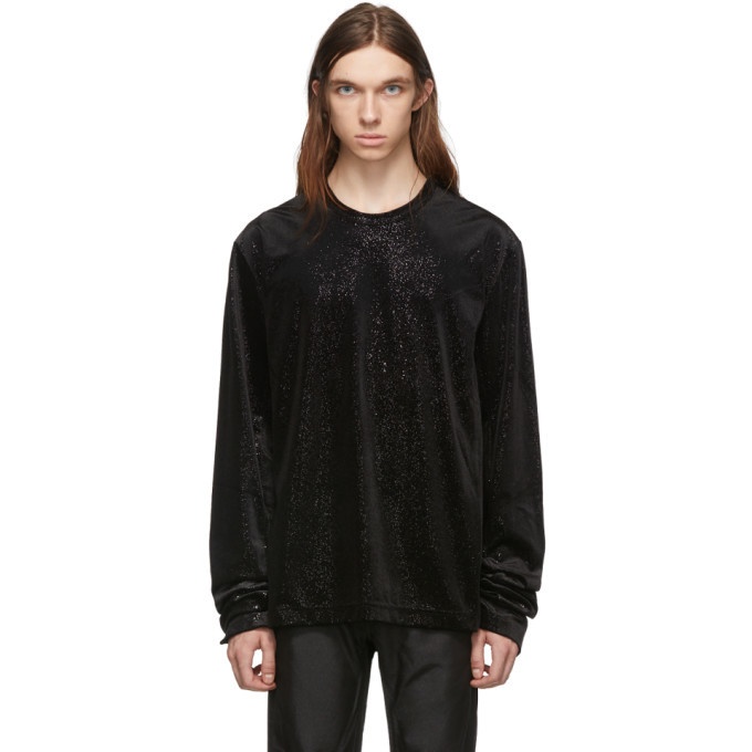 Photo: Comme des Garcons Homme Plus Black Glittered Long Sleeve T-Shirt