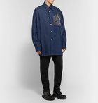 Raf Simons - Oversized Embellished Denim Overshirt - Dark denim