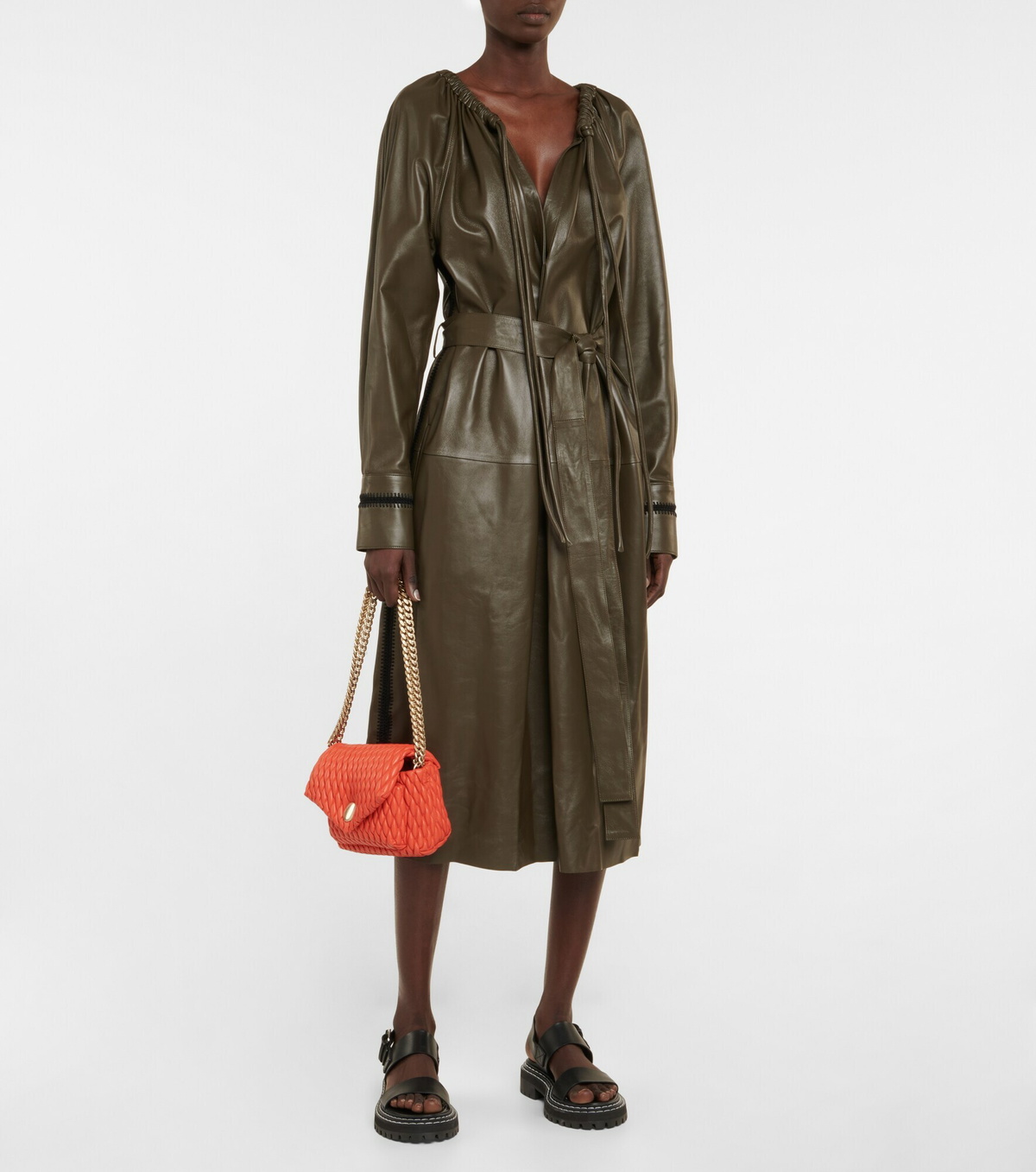 Proenza Schouler - Leather belted midi dress