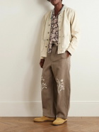 Kartik Research - Fauji Belted Embellished Embroidered Cotton-Twill Wide-Leg Trousers - Brown
