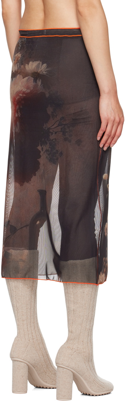 Rokh Multicolor Vase Of Flowers Printed Midi Skirt