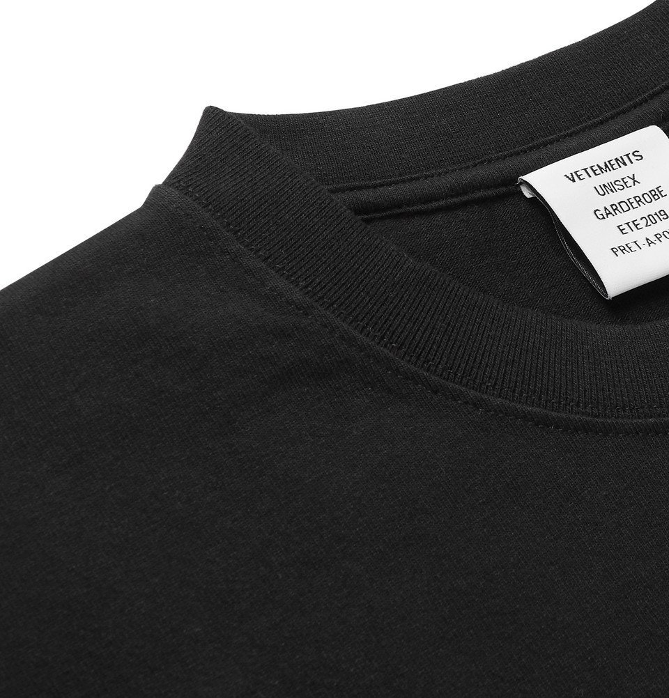 Vetements - Printed Cotton-Jersey T-Shirt - Men - Black Vetements