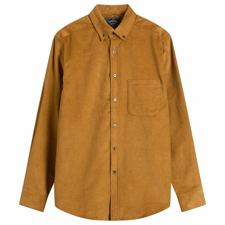 Photo: Portuguese Flannel Men's Lobo Button Down Corduroy Shirt in Prairie