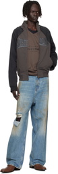 VETEMENTS Black & Brown 'Amsterdam' Patched Zip Sweatshirt