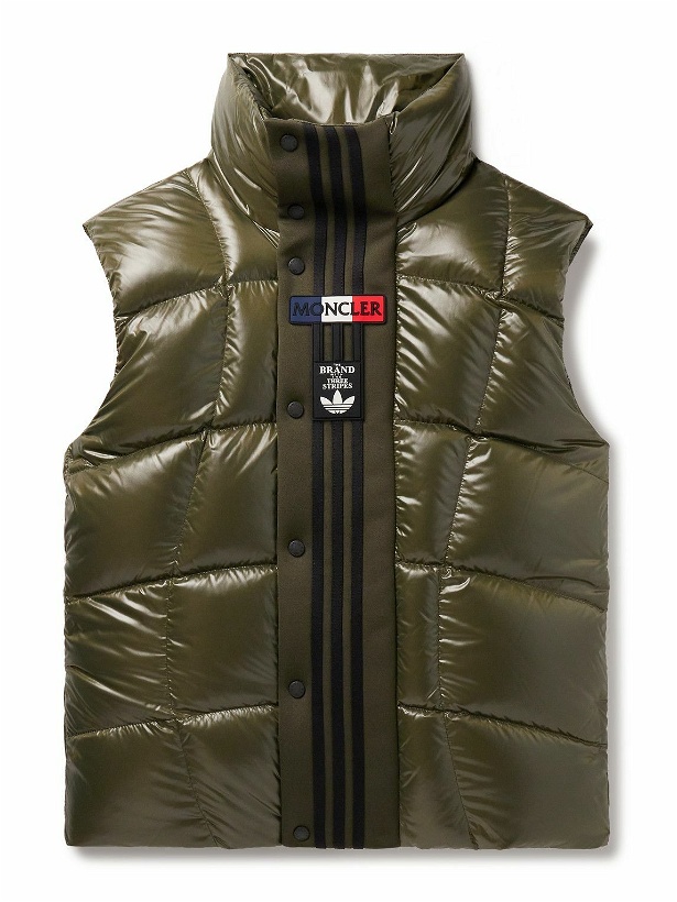 Photo: Moncler Genius - adidas Originals Tech Jersey-Trimmed Quilted Glossed-Shell Down Gilet - Green