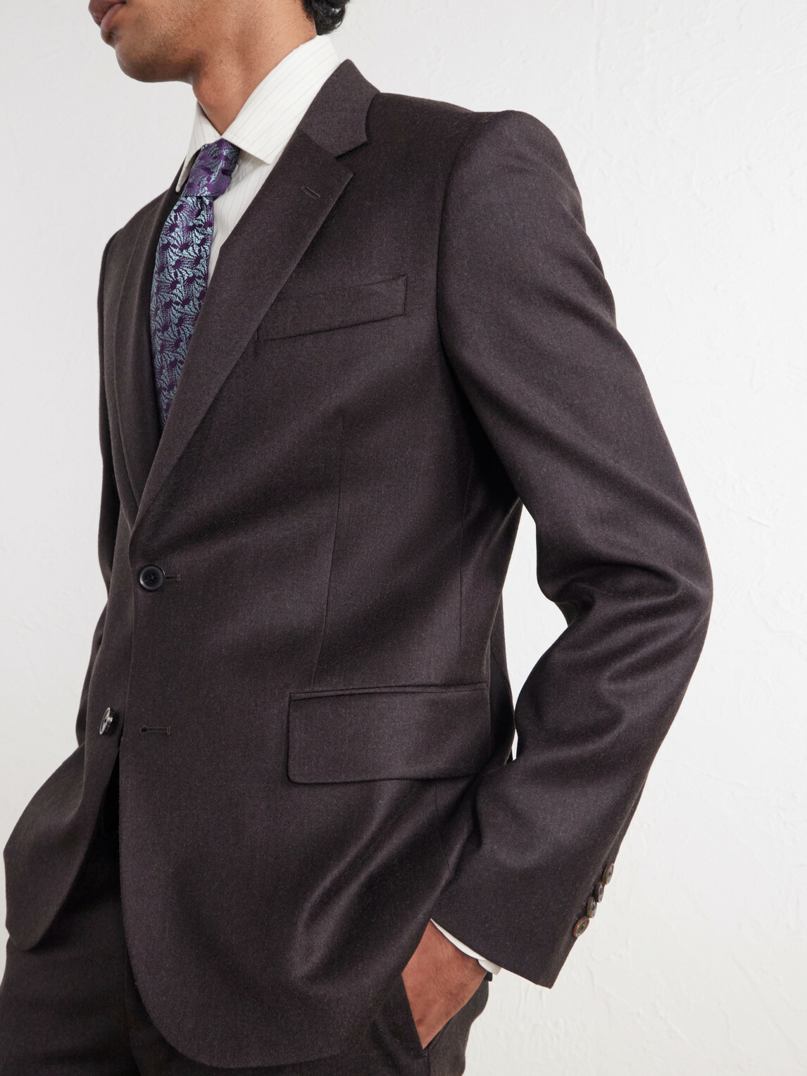 Paul Smith - Wool and Cashmere-Blend Flannel Suit Jacket - Brown