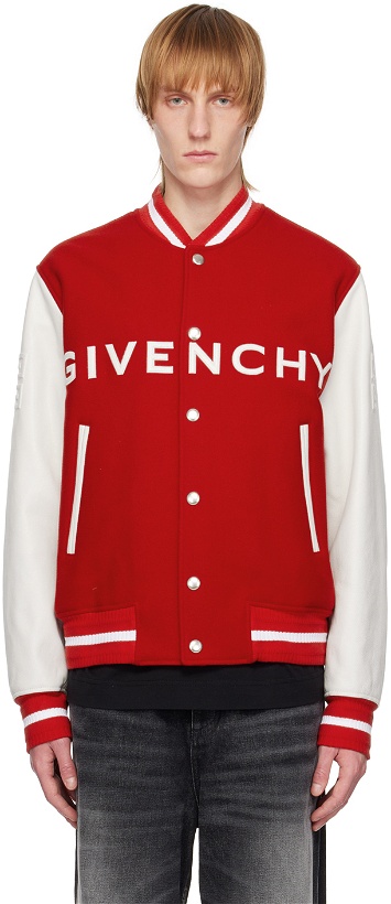 Photo: Givenchy Red & White Varsity Bomber Jacket