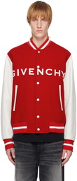 Givenchy Red & White Varsity Bomber Jacket