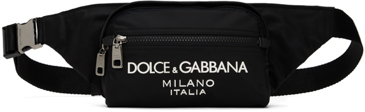 Photo: Dolce & Gabbana Black Small Rubberized Logo Belt Bag