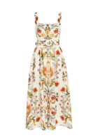 Borgo DE Nor Petra Floral-print Linen and Cotton-blend Midi Dress Cream