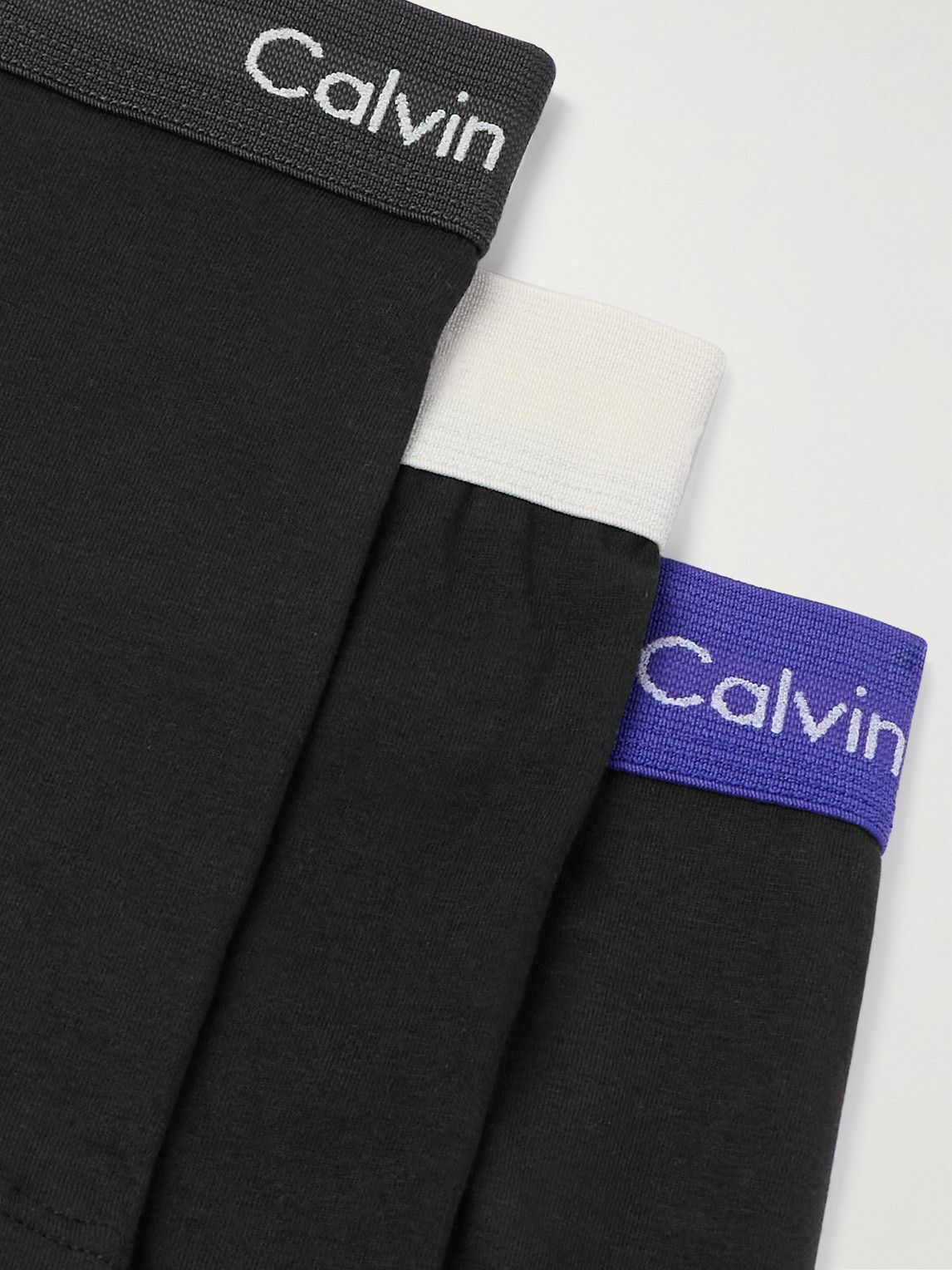 CALVIN KLEIN UNDERWEAR - Three-Pack Stretch-Cotton Boxer Briefs - Black