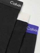 CALVIN KLEIN UNDERWEAR - Three-Pack Stretch-Cotton Boxer Briefs - Black