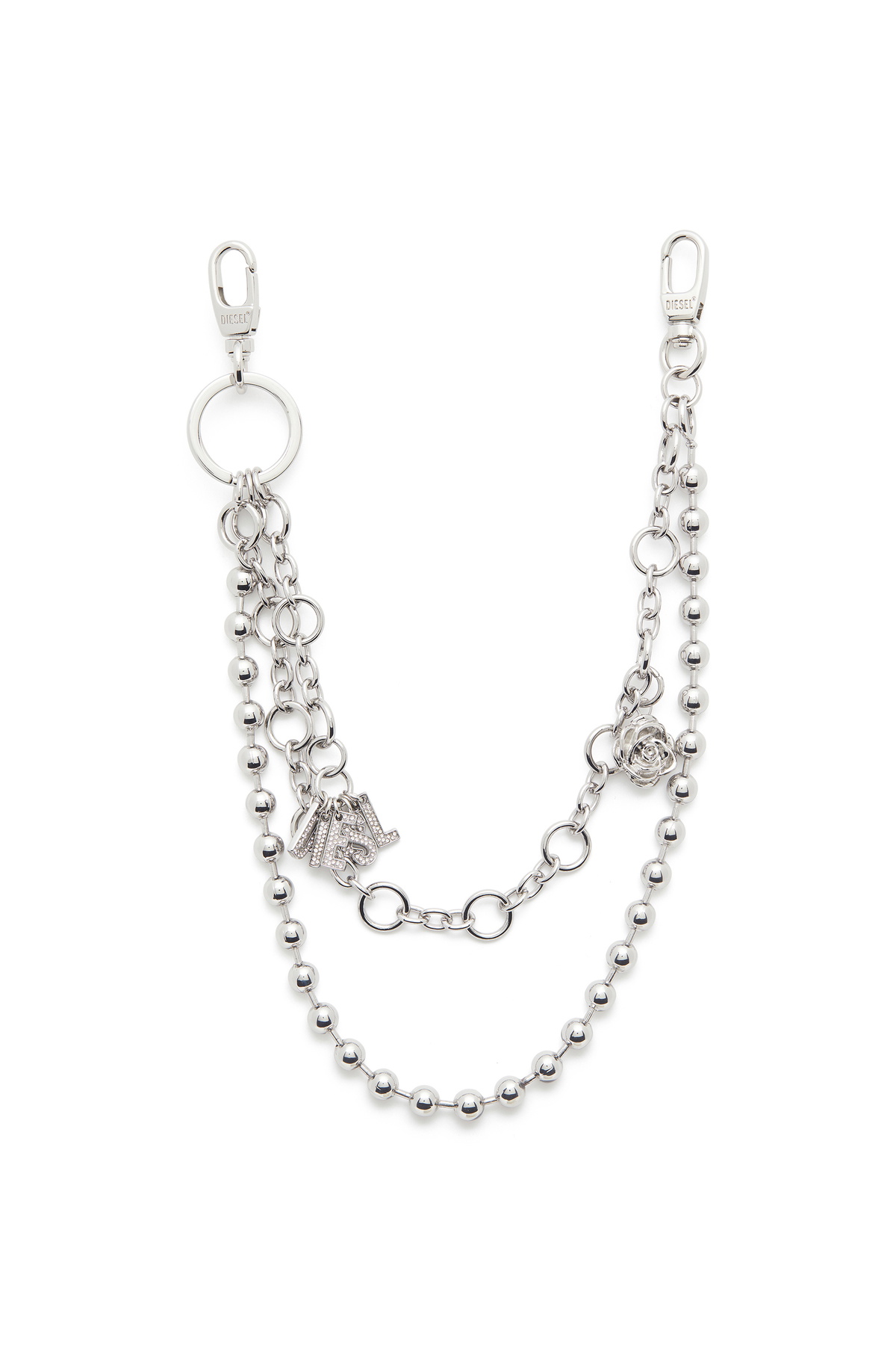 Diesel Metal charm with chains and pendants - Charms and Keyrings Womens in Silver