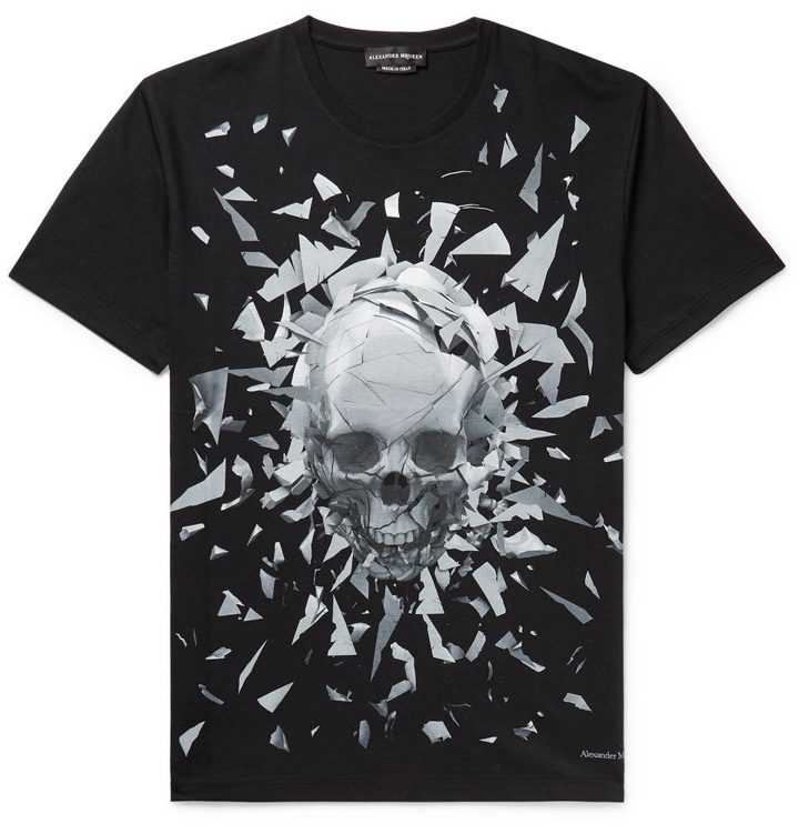 Photo: Alexander McQueen - Printed Cotton-Jersey T-shirt - Men - Black