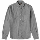 Beams Plus Men's Button Down Solid Flannel Shirt in Grey