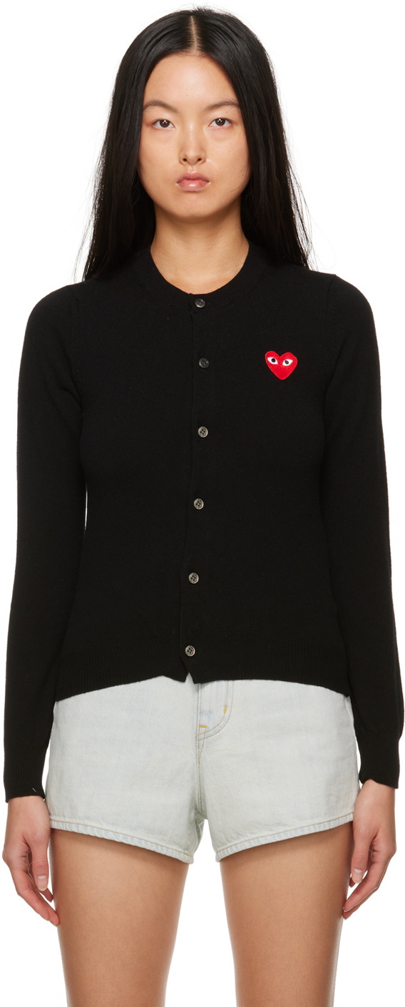 Comme Des Gar Ons Play Black Heart Patch Cardigan Comme Des Garcons Play