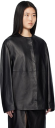 Loulou Studio Black Round Neck Leather Jacket