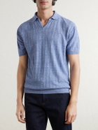 Boglioli - Ribbed Linen and Cotton-Blend Polo Shirt - Blue