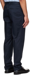 Hugo Navy Slim-Fit Paper-Touch Stretch Cotton Trousers