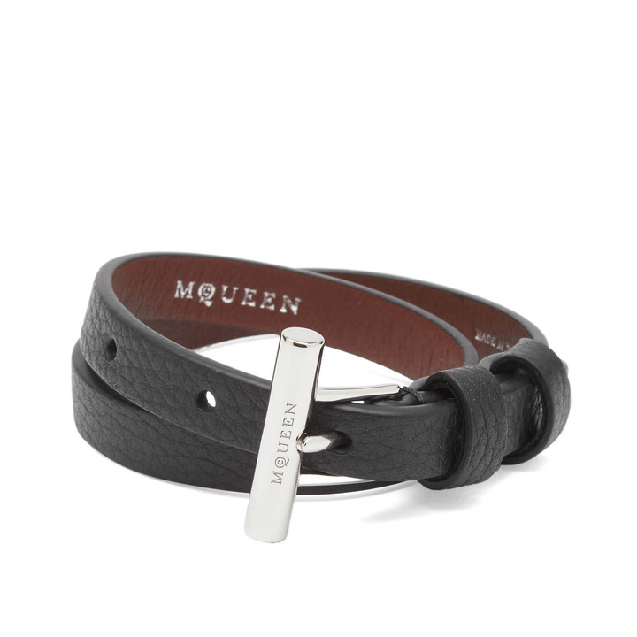 Photo: Alexander McQueen Men's Double Wrap Cross Bar Bracelet in Black 