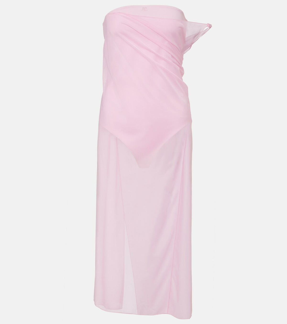 Courrèges Draped sheer jersey crêpe midi dress