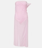 Courrèges Draped sheer jersey crêpe midi dress